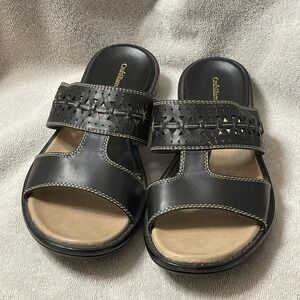 Croft & Barrow Black Faux Leather Sandals Women's‎ Size 8.5 M Slip On